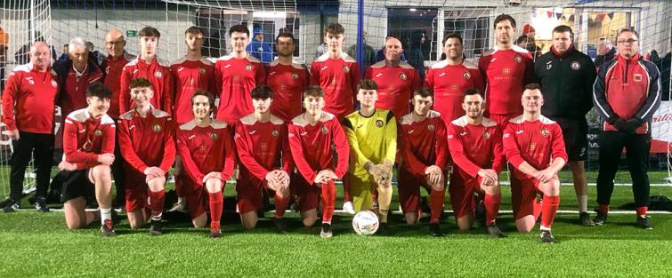 Milford United line up before they narrowly beat Clarbeston Road and have set up a finals against derby rivals Hakin United